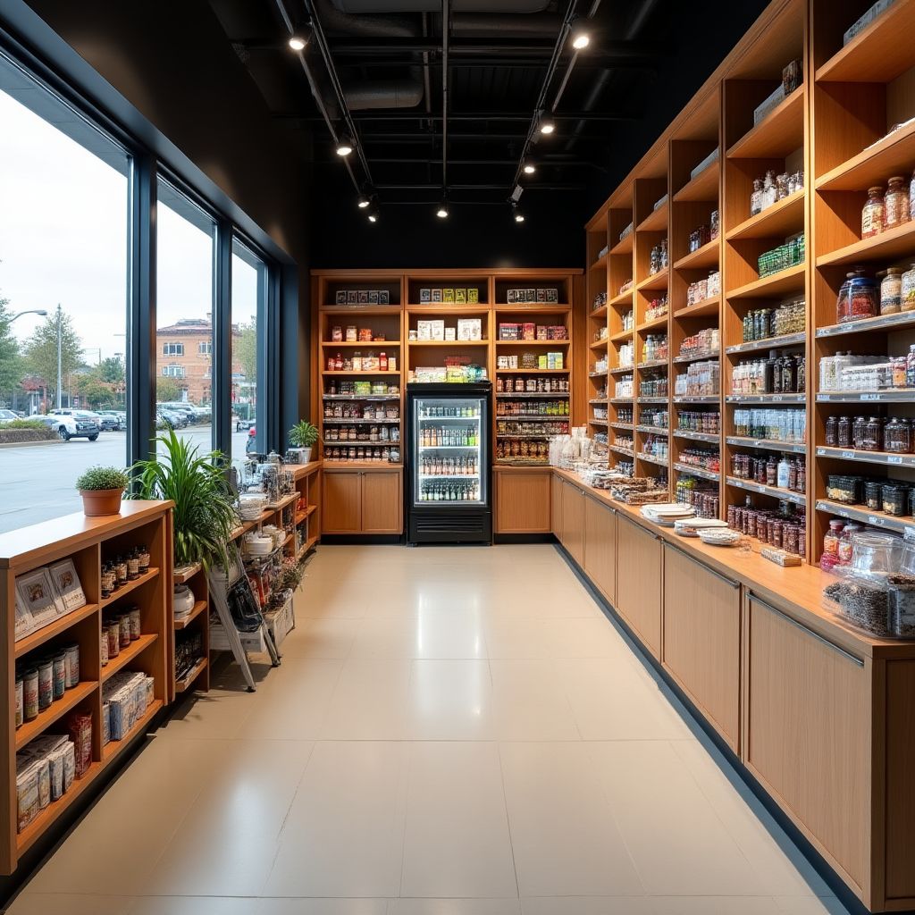Tienda de conveniencia moderna y bien iluminada